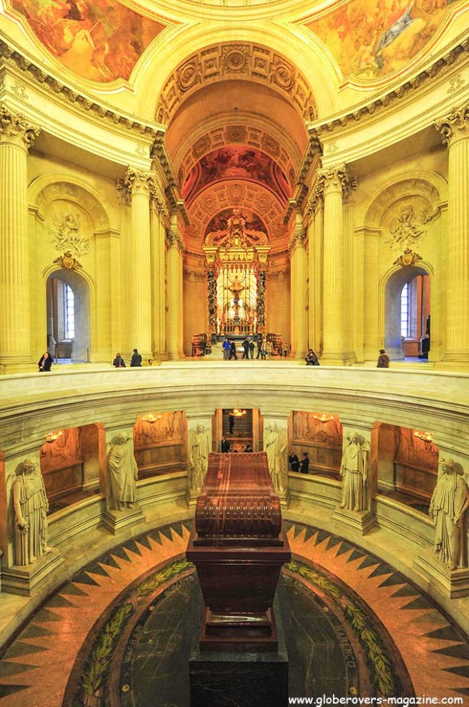 The sarcophagus of Napoleon Bonaparte inside the Église Saint-Louis des Invalides next to the Cathédrale Saint-Louis des Invalides at Les Invalides, Paris, FRANCE