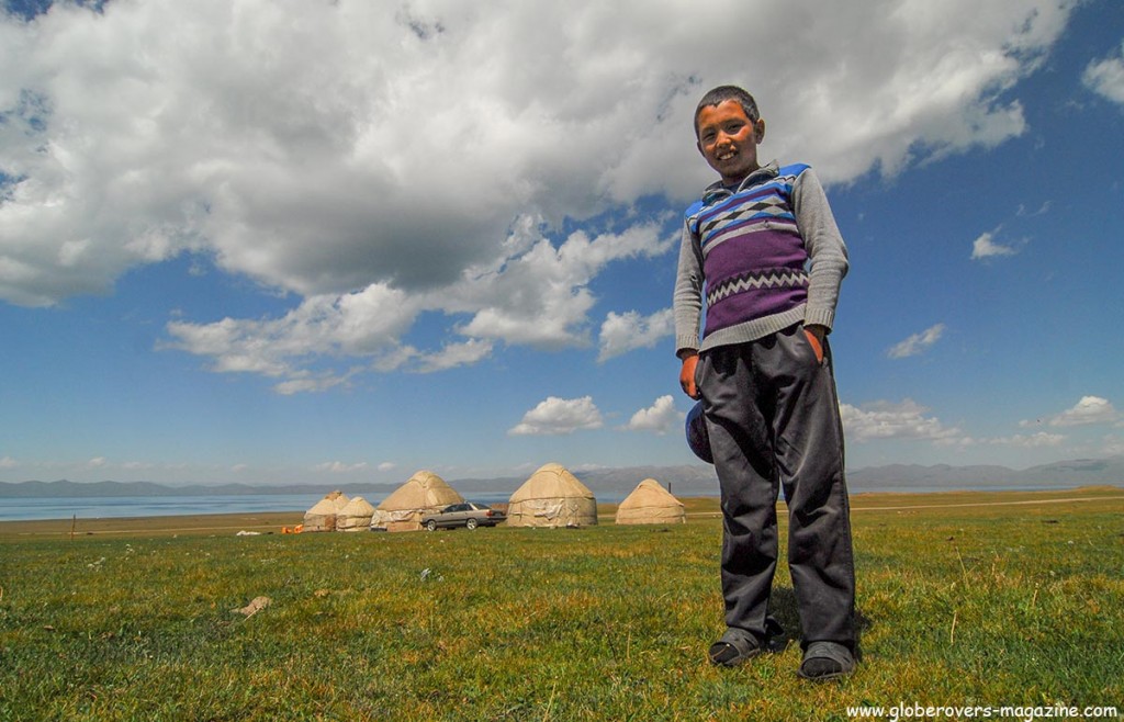 A Kyrgyz boy at the yurts around Song kul Lake, Kyrgyzstan