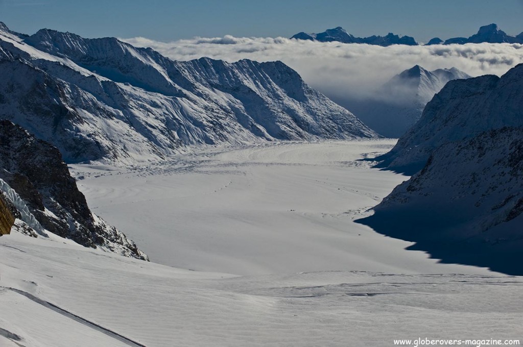 Views of Glacier Aletsch from Jungfraujoch, Train trip from Interlaken to Jungfraujoch, SWITZERLAND