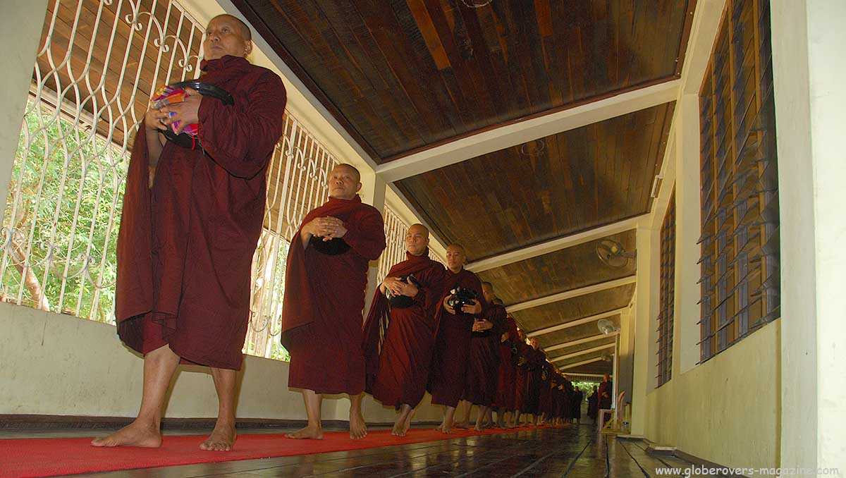 At Pa-Auk-Taw-Ya Monastery south of Mawlamyaing, Myanmar, monks
