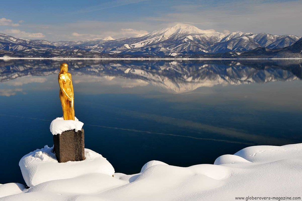 Statue Of Princess Tatsuko at Lake Tazawako In Akita Prefecture Japan