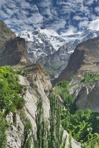 Views of Ultar Peak from the Al Barakaat Hotel in Karimabad, Lower Hunza Valley, PAKISTAN