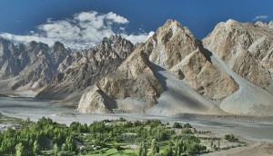 Passu Cathedral Peak, South of Passu Glacier, north of Gulmit Village in the Upper Hunza Valley north of the Attabad Lake, Hunza Vallay, PAKISTAN