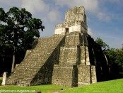 Temple of Ah Cacao (a.k.a. Temple of the Great Jaguar). It rises 47 metres (154 ft) above the jungle floor, Tikal, Guatemala