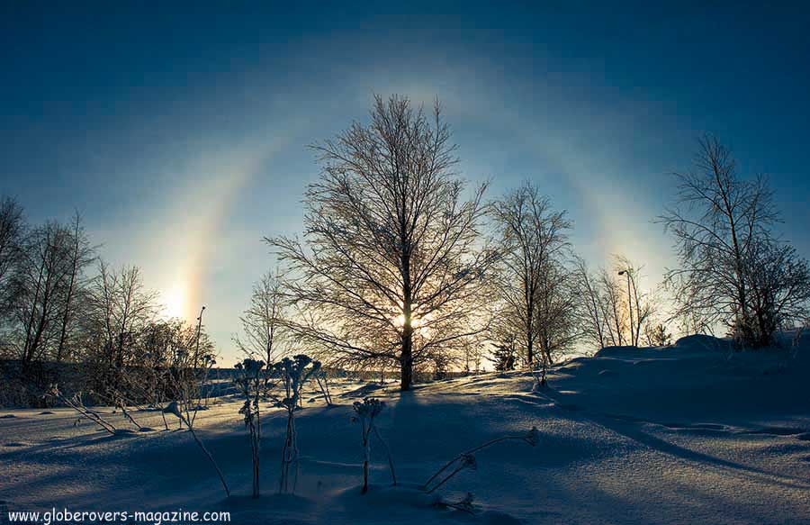 Sundogs outside Rovaniemi, northern Finland