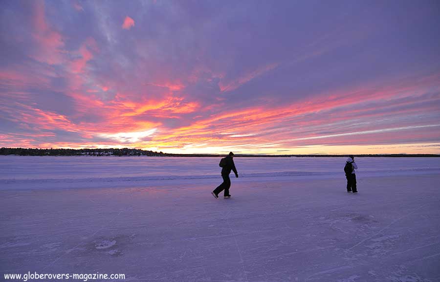 Skating on the bay at Lulea, Sweden