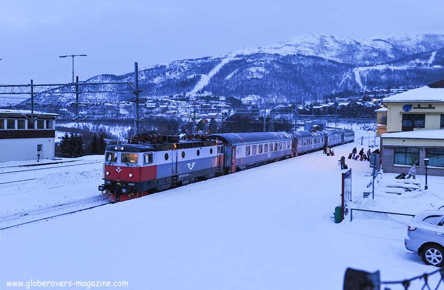 Train from Sweden arrives in Narvik, Norway