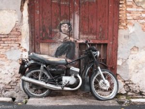 Boy on a Bike mural by Ernest Zacharevic in Ah Quee Street, Georgetown, Penang Island, Malaysia